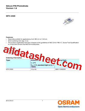 SFH2400 Datasheet PDF - OSRAM GmbH