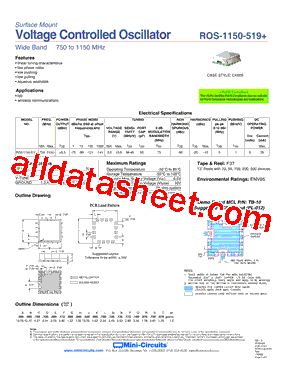 ROS-1150-519+ Datasheet PDF - Mini-Circuits