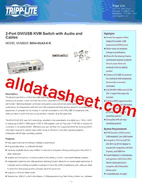 B004-DUA2-K-R Datasheet PDF - Tripp Lite. All Rights Reserved