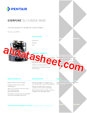 QL3 Datasheet PDF - Pentair plc. All rights reserved.