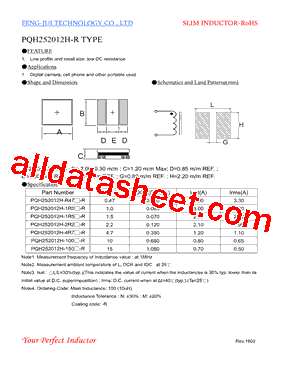 PQH252012H-R47-R Datasheet PDF - FENGJUI TECHNOLOGY CO., LTD.