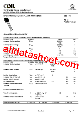 CSC1740 Datasheet PDF - Continental Device India Limited