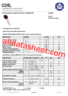 CSA950 Datasheet PDF - Continental Device India Limited