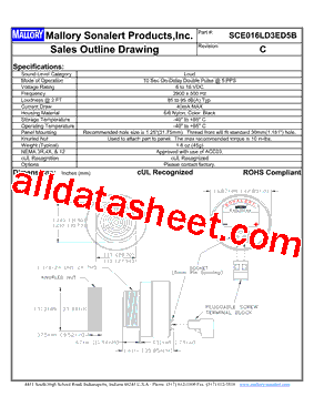 SCE016LD3ED5B Datasheet PDF - Mallory Sonalert Products Inc
