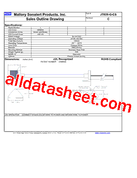 JT028-G-CS Datasheet PDF - Mallory Sonalert Products Inc