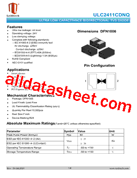 ULC2411CDNQ Datasheet PDF - Shanghai Leiditech Electronic Technology Co., Ltd