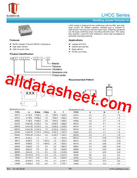 LHCC10040-R22M-R7 Datasheet PDF - Shanghai Leiditech Electronic Technology Co., Ltd