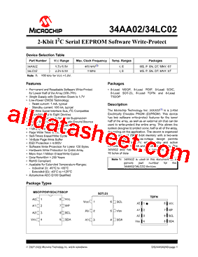 34AA02 Datasheet PDF - Microchip Technology