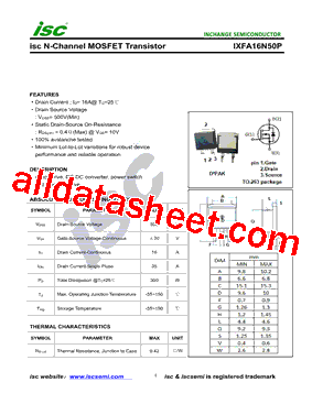 IXFA16N50P Datasheet PDF - Inchange Semiconductor Company Limited