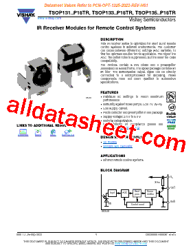 TSOP131..P16TR Datasheet PDF - Vishay Siliconix
