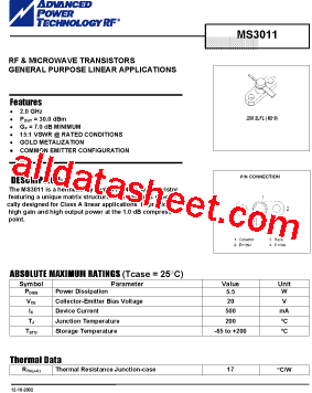 MS3011 Datasheet PDF - Advanced Power Technology