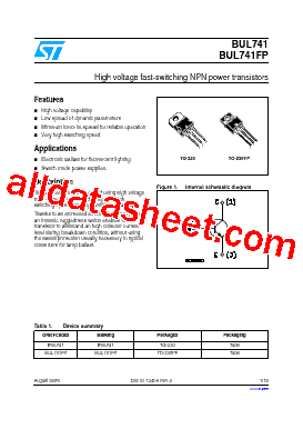 BUL741FP Datasheet PDF - STMicroelectronics