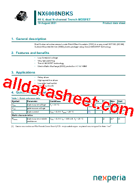 NX6008NBKS Datasheet PDF - Nexperia B.V. All rights reserved