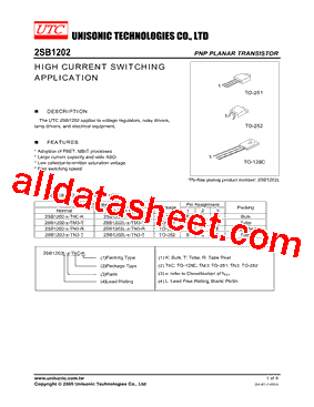 2SB1202L-R-TM3-R Datasheet PDF - Unisonic Technologies