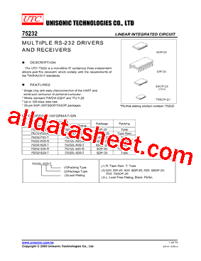 75232L-R20-R Datasheet PDF - Unisonic Technologies
