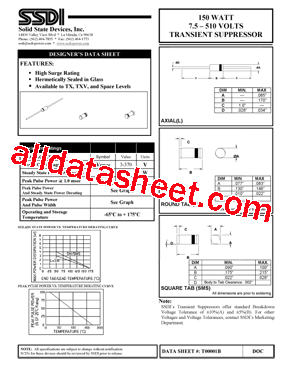 ST150A7.5 Datasheet PDF - Solid States Devices, Inc