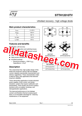 STTH12010TV2 Datasheet PDF - STMicroelectronics