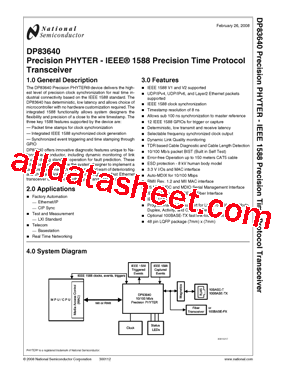 DP83640 Datasheet PDF - National Semiconductor (TI)