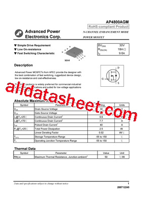 AP4800AGM Datasheet PDF - Advanced Power Electronics Corp.