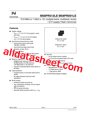 M58PR512LE Datasheet PDF - Numonyx B.V