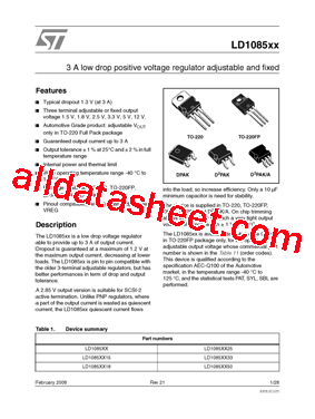 LD1085D2T-R Datasheet PDF - STMicroelectronics