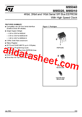 M95040-RBN3TP Datasheet PDF - STMicroelectronics