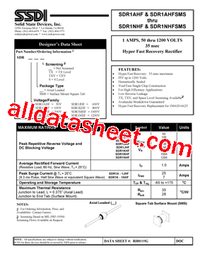 SDR1DHFSMSS Datasheet PDF - Solid States Devices, Inc