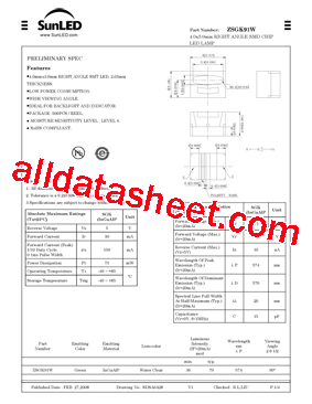 ZSGK91W Datasheet PDF - SunLED Corporation