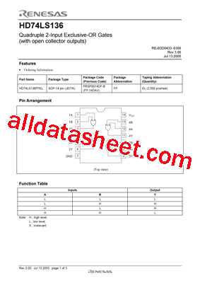 HD74LS136 Datasheet PDF - Renesas Technology Corp