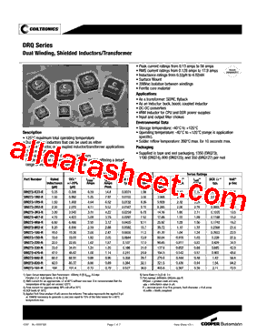 DRQ73-R33-R Datasheet PDF - Cooper Bussmann, Inc.