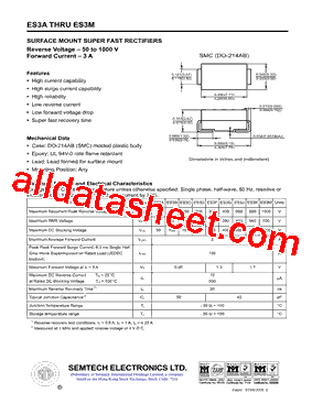 ES3F Datasheet PDF - SEMTECH ELECTRONICS LTD.