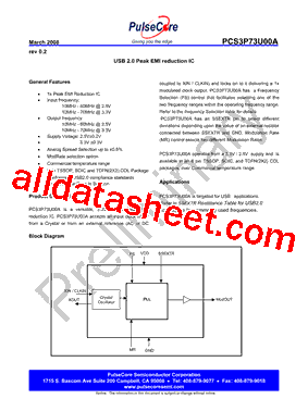 PCS3P73U00AG-08-SR Datasheet PDF - PulseCore Semiconductor