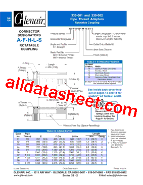 330SS002C16 Datasheet PDF - Glenair, Inc.