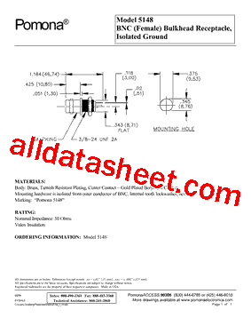 5148 Datasheet PDF - Pomona Electronics