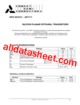 2N1613 Datasheet PDF - Comset Semiconductor