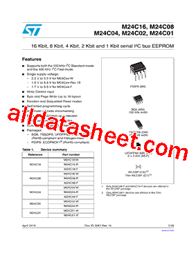 M24C01-RCT5TP/S Datasheet PDF - STMicroelectronics