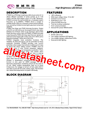PT6903 Datasheet PDF - Princeton Technology Corp