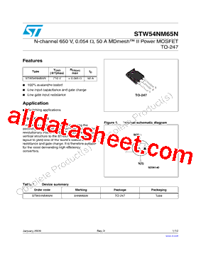 STW54NM65N Datasheet PDF - STMicroelectronics