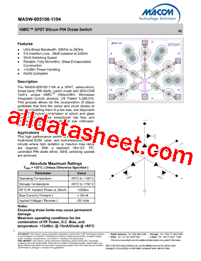 MASW-005100-1194 Datasheet PDF - M/A-COM Technology Solutions, Inc.