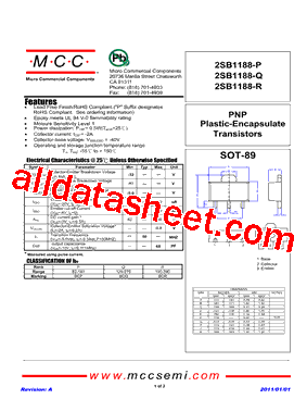 2SB1188-R Datasheet PDF - Micro Commercial Components