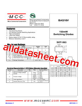 BAS16V Datasheet PDF - Micro Commercial Components