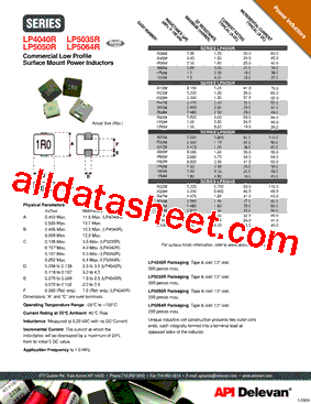 LP4040R-R33M Datasheet PDF - API Delevan