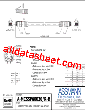 A-MCSSP60030-R-R Datasheet PDF - Assmann Electronics Inc.