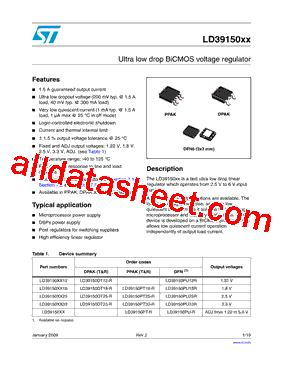 LD39150PU-R Datasheet PDF - STMicroelectronics