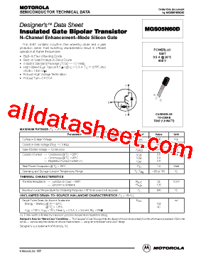 MGS05N60D Datasheet PDF - Motorola, Inc