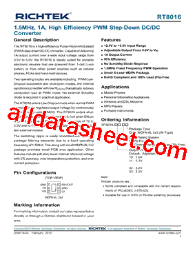 RT8016-10PQW Datasheet PDF - Richtek Technology Corporation