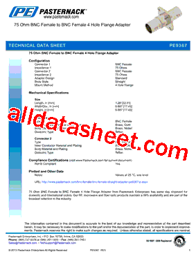 PE9367 Datasheet PDF - Pasternack Enterprises, Inc.