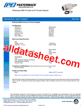 PE9408 Datasheet PDF - Pasternack Enterprises, Inc.