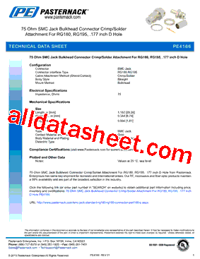 PE4166 Datasheet PDF - Pasternack Enterprises, Inc.