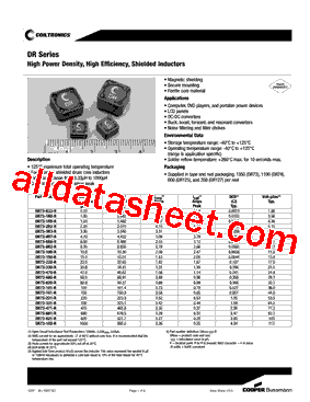 DR74-R33-R Datasheet PDF - Cooper Bussmann, Inc.